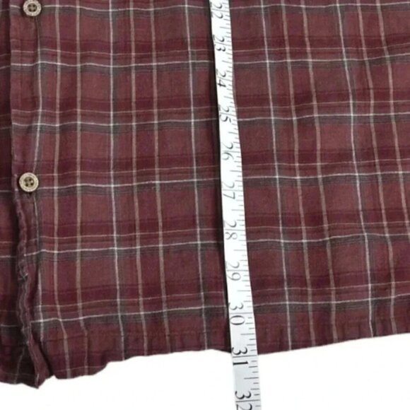 Vintage Eddie Bauer Linen Blend Plaid Short Sleeve Shirt Button Down Size XXL - Picture 7 of 7